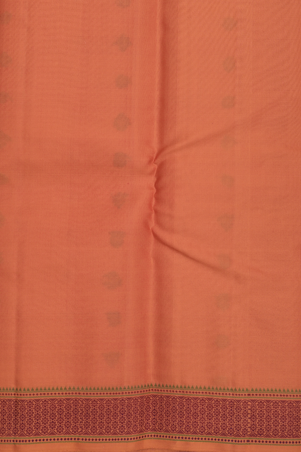 Kanchipuram Silk Saree In Dusty Orange With Threadwork Buttas