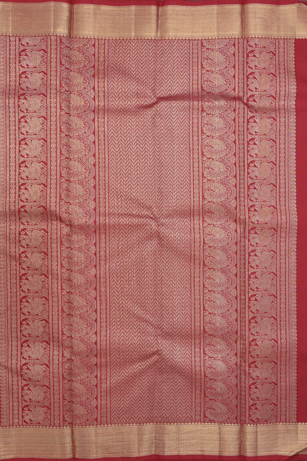 Kanchipuram Silk Saree In Crimson Red With Zari Buttis
