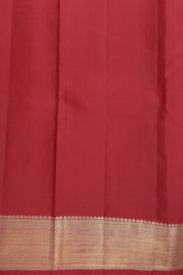 Kanchipuram Silk Saree In Crimson Red With Zari Buttis