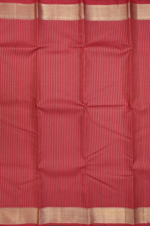 Kanchipuram Silk Saree In Crimson Red With Zari Buttis