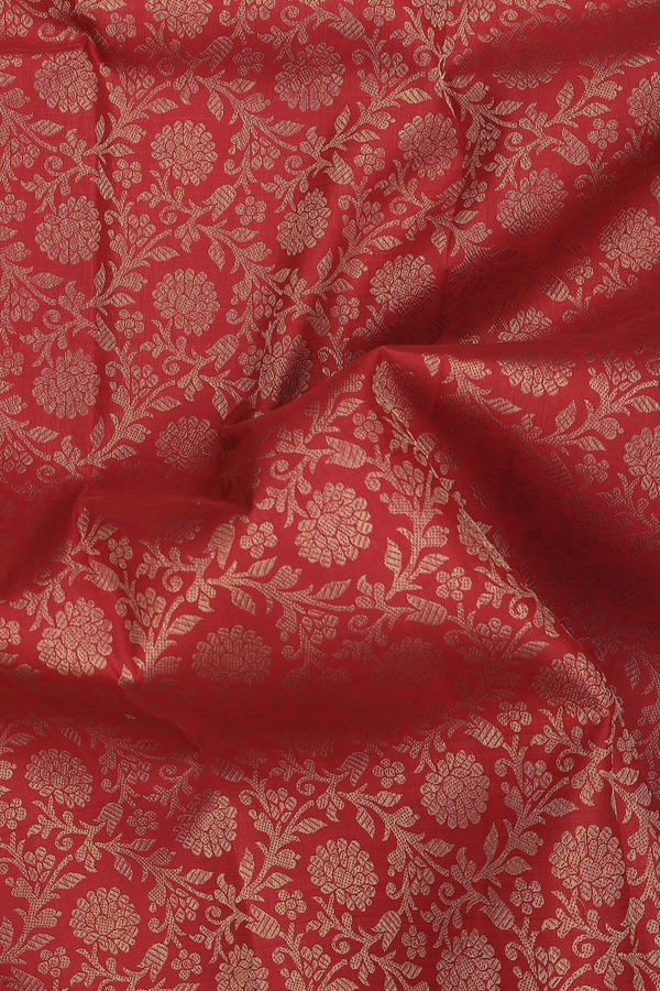 Kanchipuram Silk Saree In Red With Floral Design