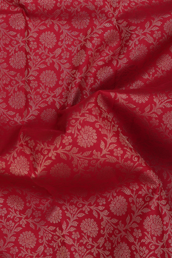 Kanchipuram Silk Saree In Red With Floral Design