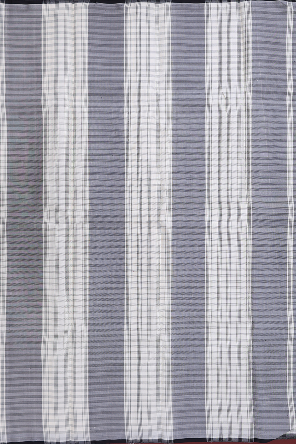 Kanchipuram Silk Saree In White With Checks Design