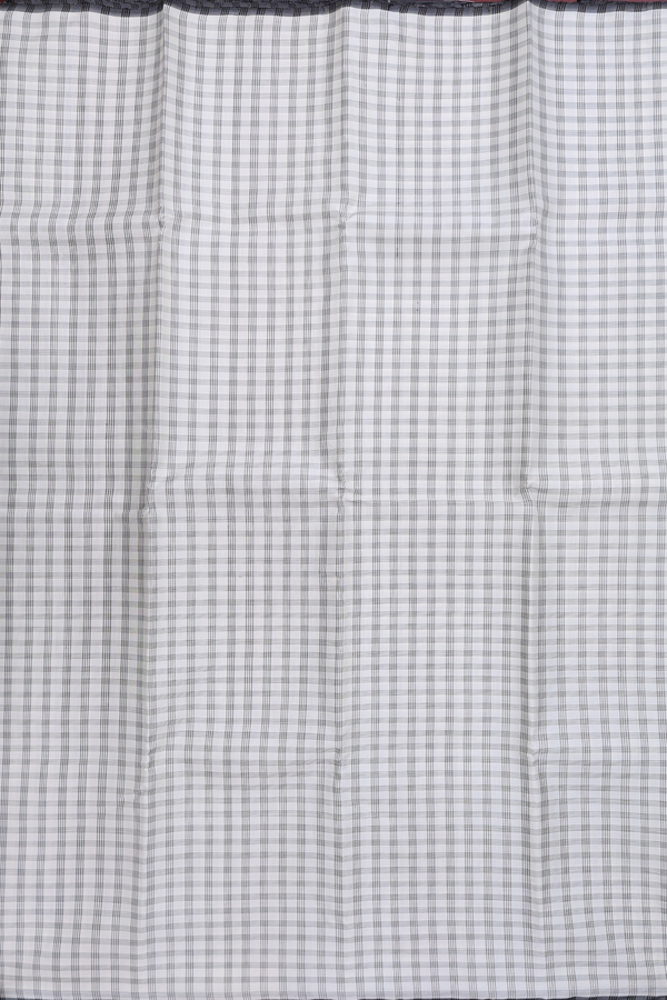 Kanchipuram Silk Saree In White With Checks Design