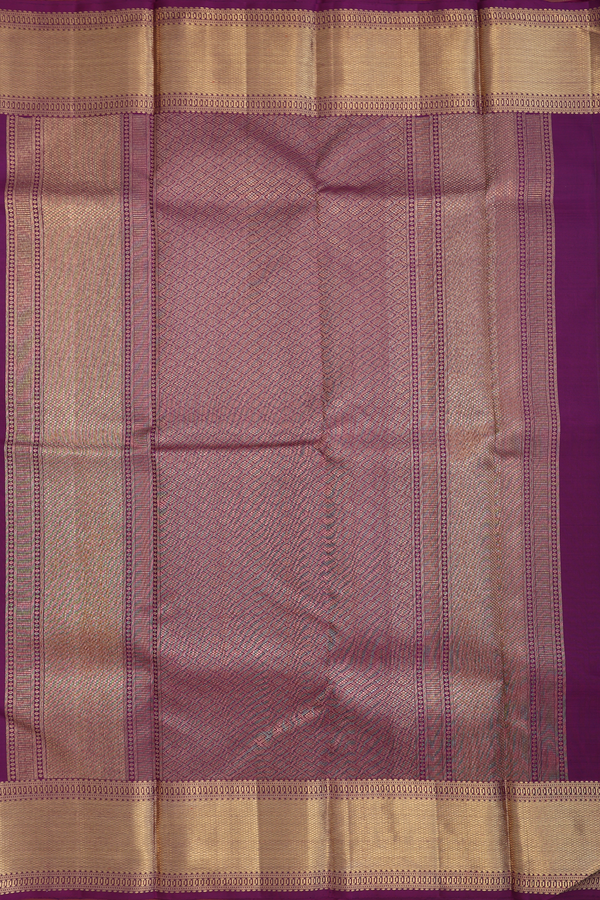 Kanchipuram Silk Saree In Plum Purple With Zari Buttas