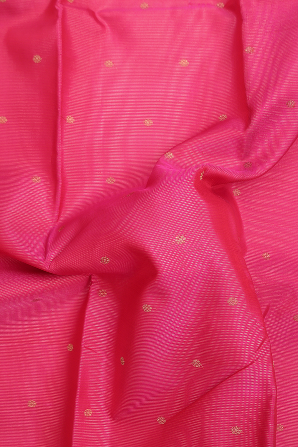 Kanchipuram Silk Saree In Rani Pink Along Stripes With Buttas