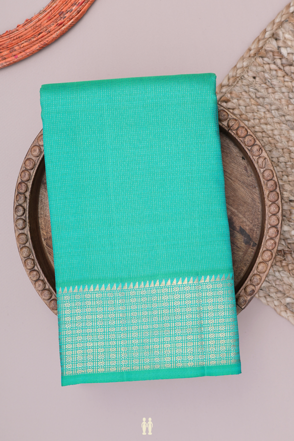 Kanchipuram Silk Saree In Peacock Green With Stripes Design