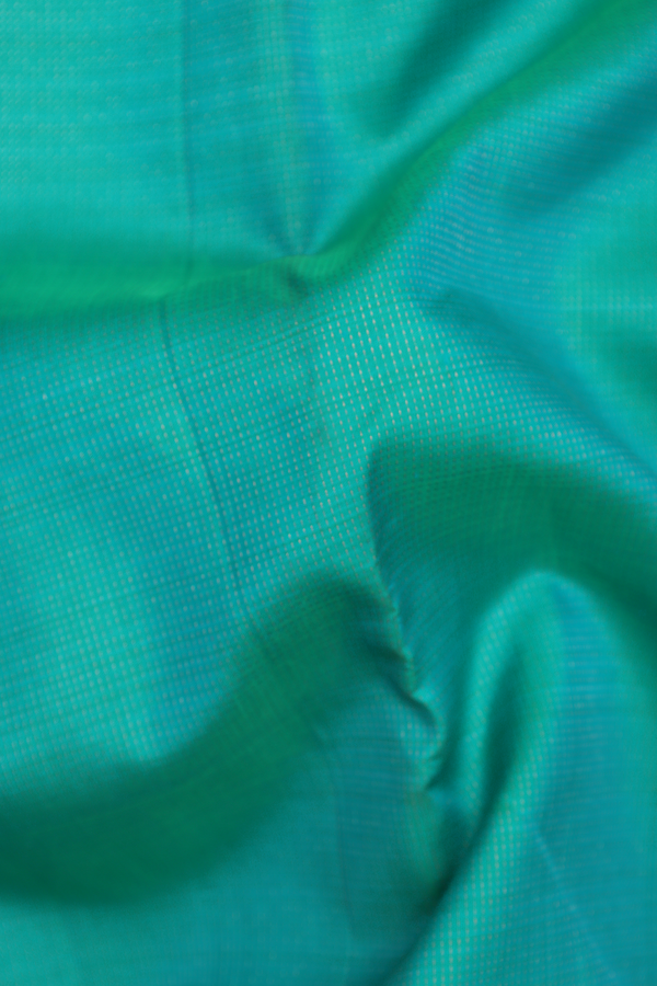 Kanchipuram Silk Saree In Peacock Green With Stripes Design