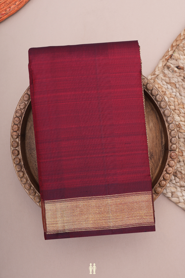 Kanchipuram Silk Saree In Maroon With Half And Half Design