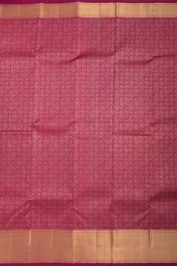 Kanchipuram Silk Saree In Grape Purple With Checks Design