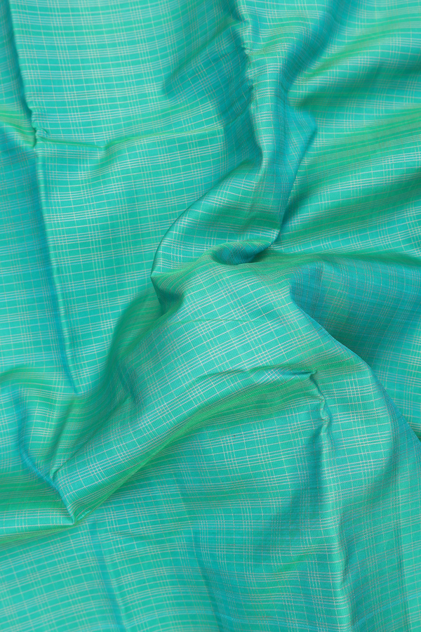 Kanchipuram Silk Saree In Green With Checks Design