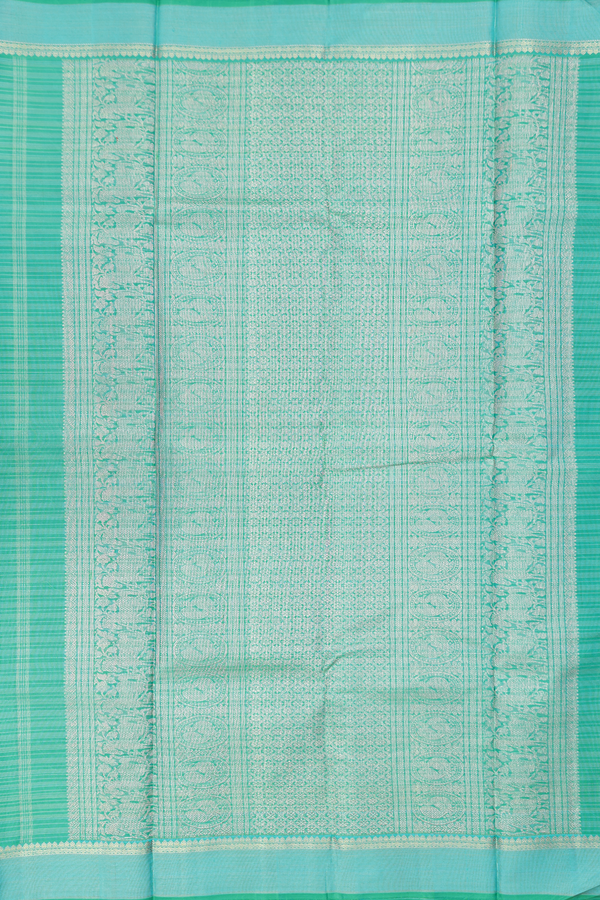 Kanchipuram Silk Saree In Green With Checks Design