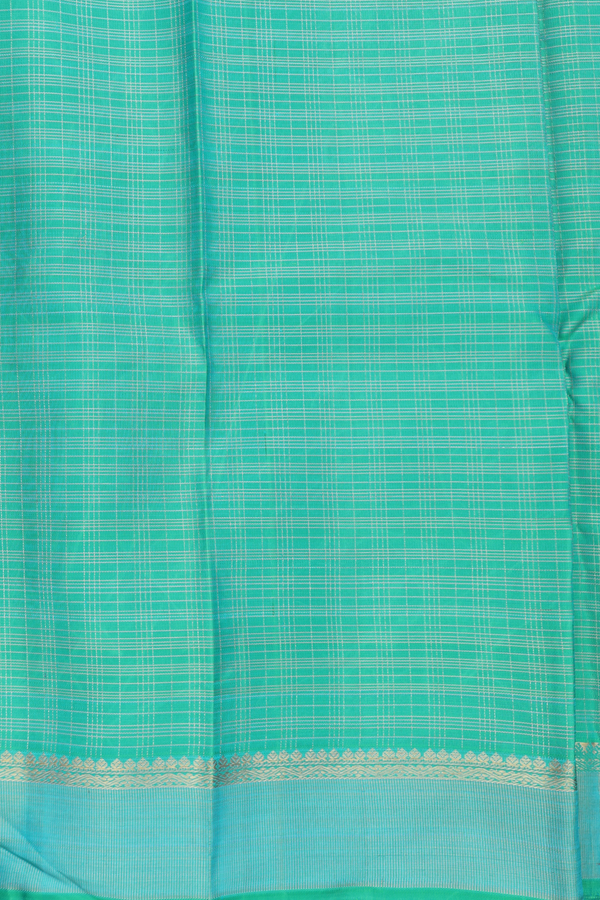 Kanchipuram Silk Saree In Green With Checks Design
