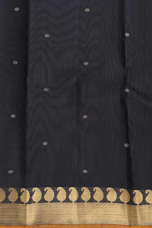 Kanchipuram Silk Saree In Black With Zari Buttis