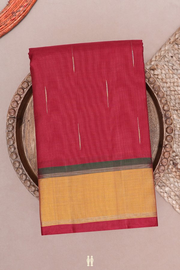 Kanchipuram Silk Saree In Ruby Red With Zari Buttas