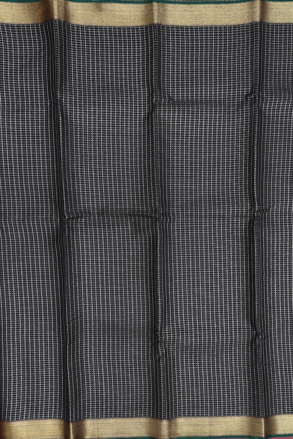 Kanchipuram Silk Saree In Black With Checks Design