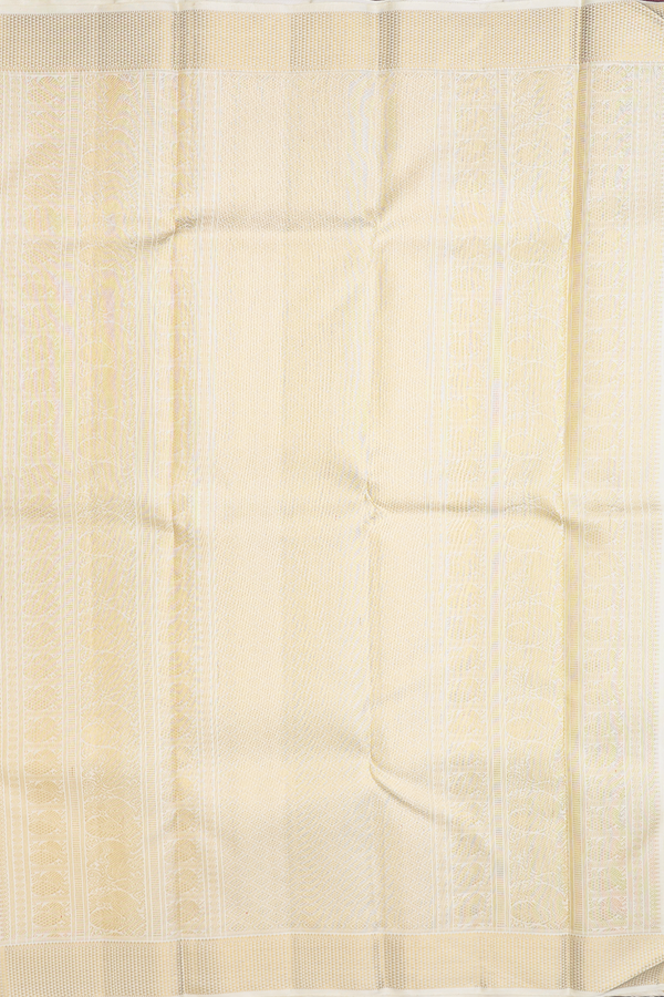 Kanchipuram Silk Saree In Beige With Checks Design