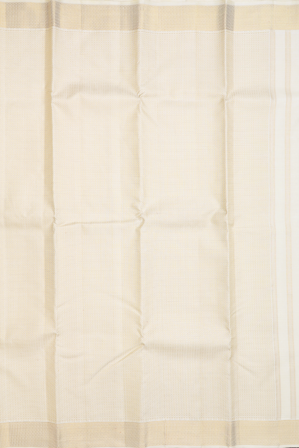 Kanchipuram Silk Saree In Beige With Checks Design