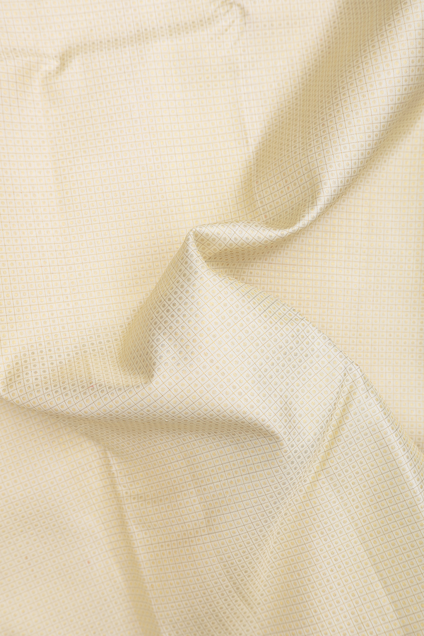 Kanchipuram Silk Saree In Beige With Checks Design