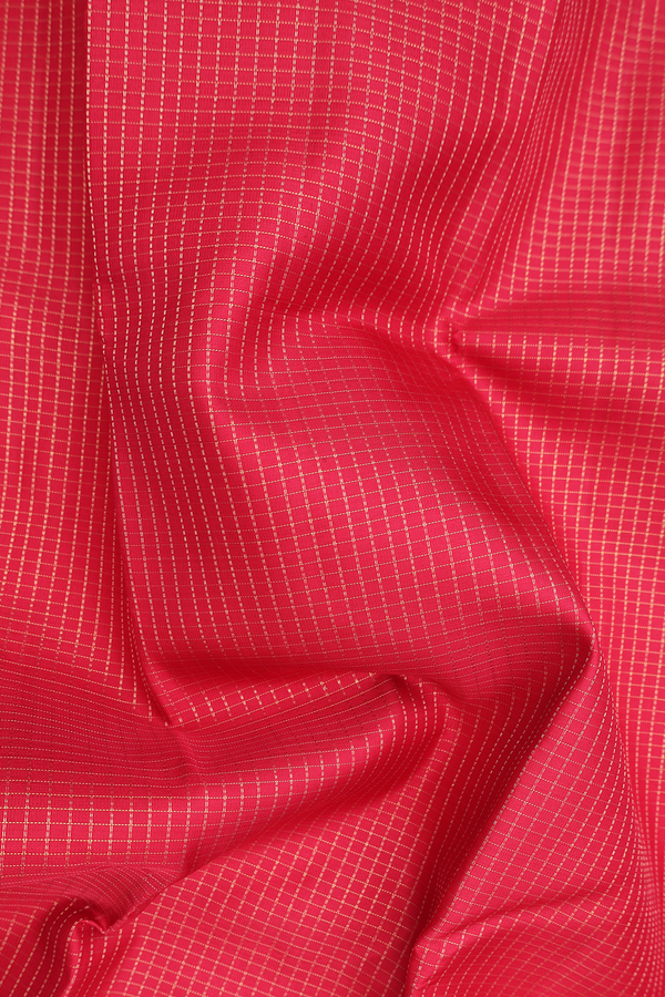 Kanchipuram Silk Saree In Red With Checks Design