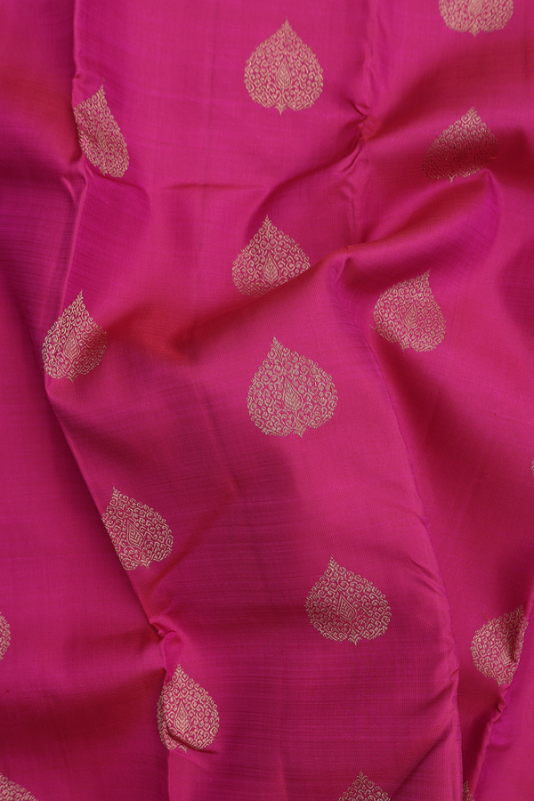 Kanchipuram Silk Saree In Deep Magenta With Zari Buttas