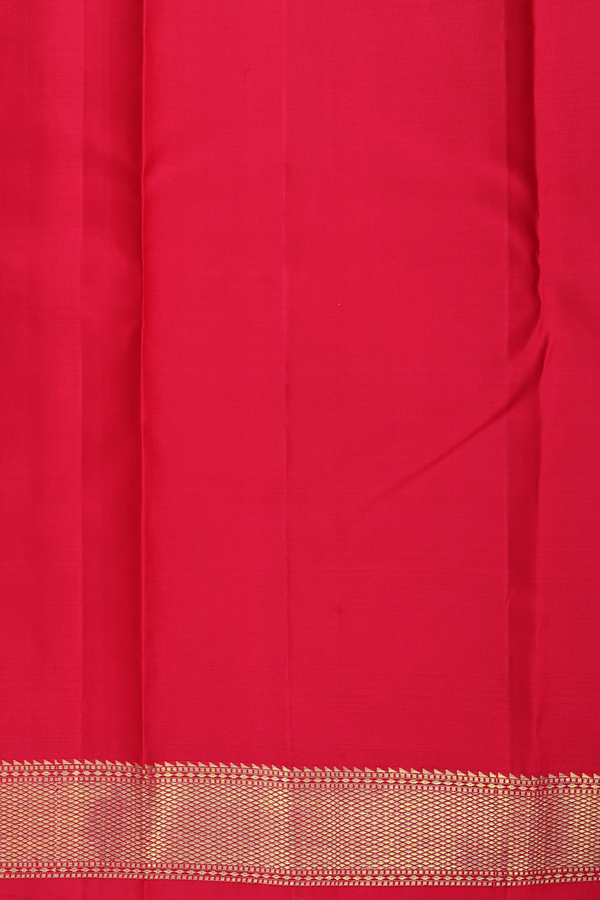 Kanchipuram Silk Saree In Crimson Red With Peacock Buttas