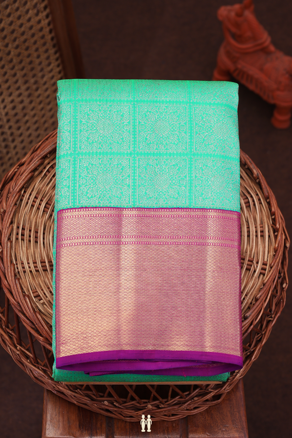 Kanchipuram Silk Saree In Sea Green With Brocade Design