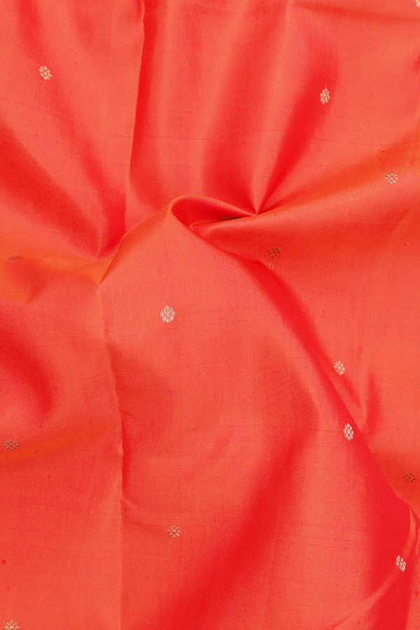 Kanchipuram Silk Saree In Spiced Orange With Floral Buttis
