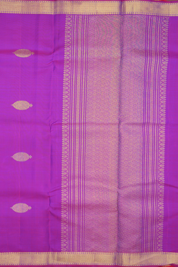 Kanchipuram Silk Saree In Purple With Zari Buttas