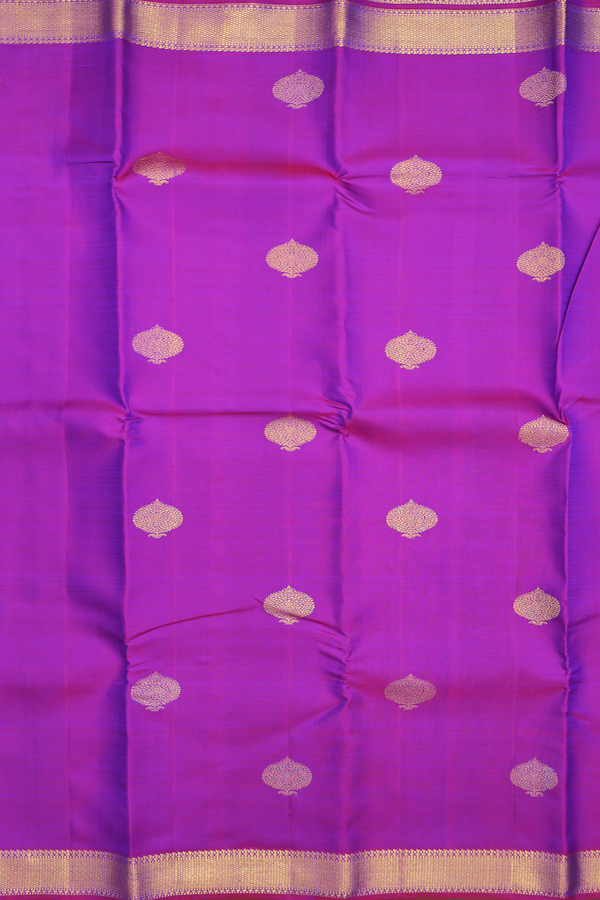 Kanchipuram Silk Saree In Purple With Zari Buttas