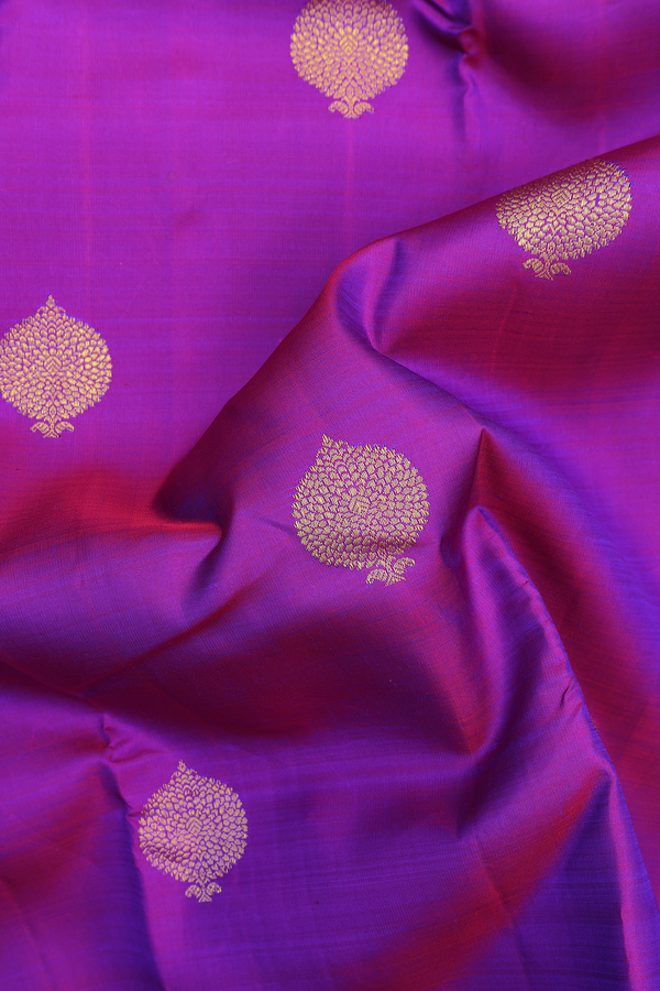 Kanchipuram Silk Saree In Purple With Zari Buttas