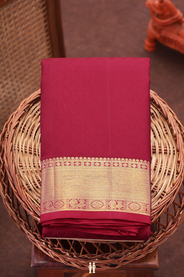 Kanchipuram Silk Saree In Ruby Red With Jacquard Pattern