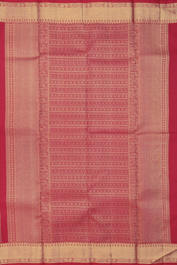 Kanchipuram Silk Saree In Ruby Red With Jacquard Pattern