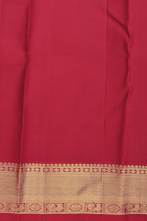 Kanchipuram Silk Saree In Ruby Red With Jacquard Pattern