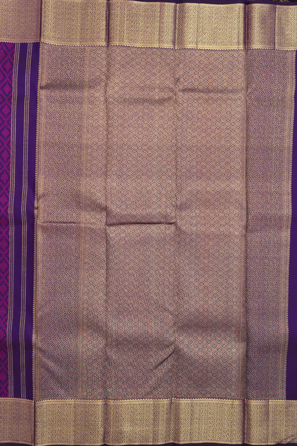 Kanchipuram Silk Saree In Deep Purple With Jacquard Pattern