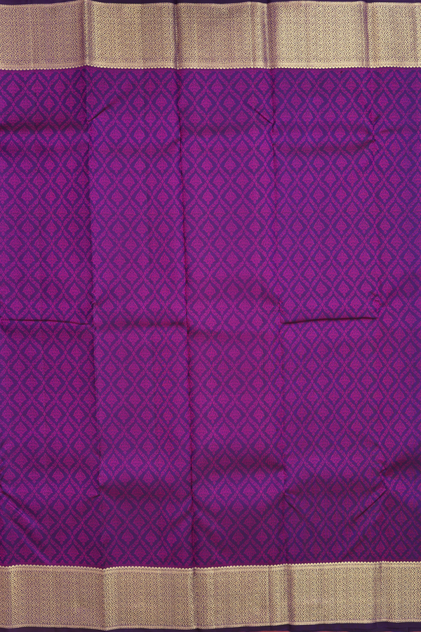Kanchipuram Silk Saree In Deep Purple With Jacquard Pattern