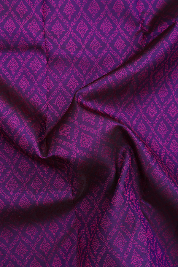 Kanchipuram Silk Saree In Deep Purple With Jacquard Pattern