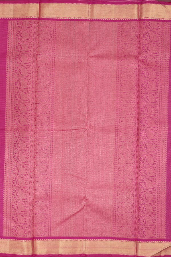 Kanchipuram Silk Saree In Magenta With Stripes Design