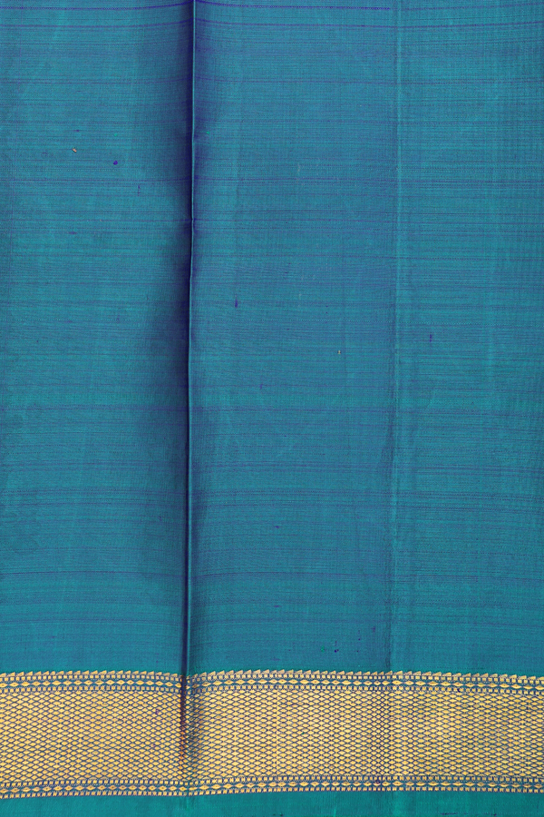 Kanchipuram Silk Saree In Peacock Blue With Parrot Motifs