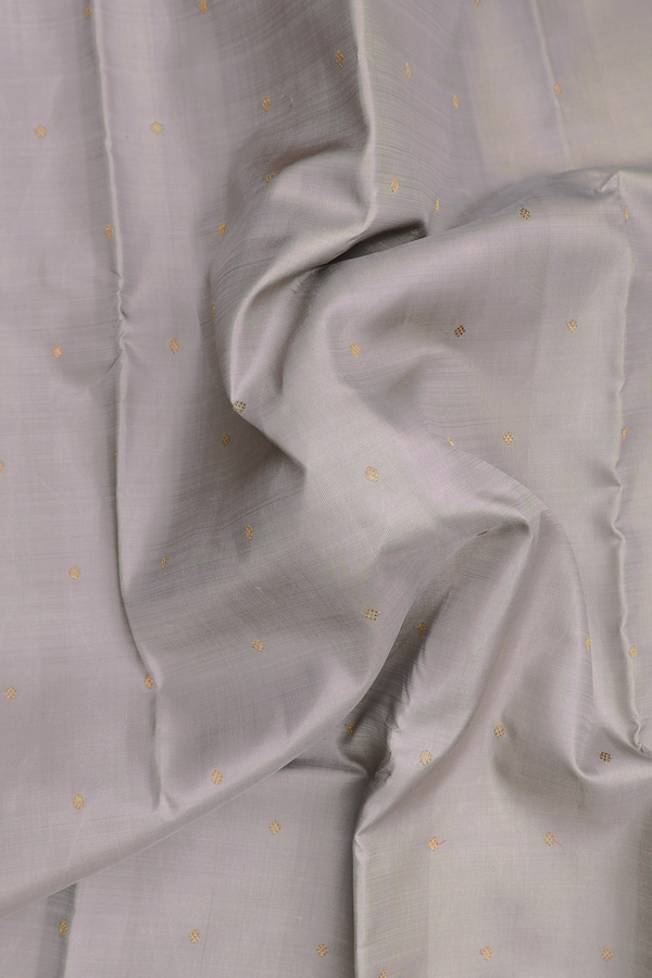 Kanchipuram Silk Saree In Grey With Floral Buttis