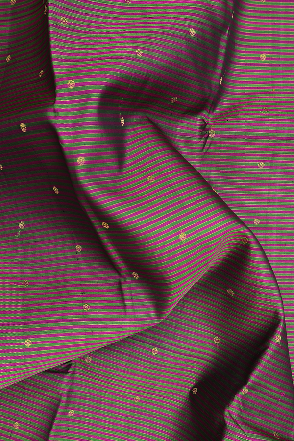 Kanchipuram Silk Saree Purple And Green With Stripes Design