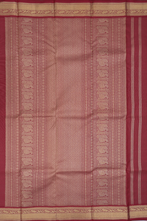 Kanchipuram Silk Saree In Burgundy Red With Stripes Design