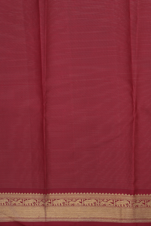 Kanchipuram Silk Saree In Burgundy Red With Stripes Design