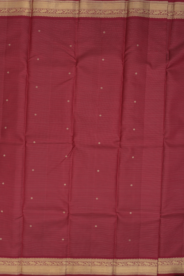 Kanchipuram Silk Saree In Burgundy Red With Stripes Design