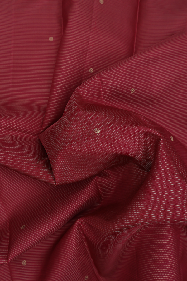 Kanchipuram Silk Saree In Burgundy Red With Stripes Design