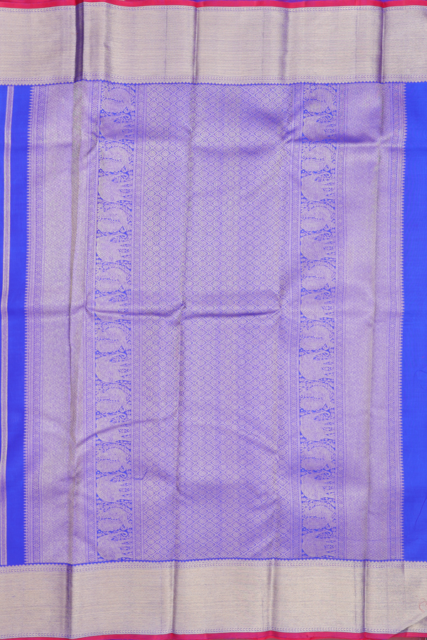 Kanchipuram Silk Saree In Indigo Blue With Checks Design