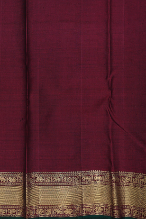 Kanchipuram Silk Saree In Black With Peacock Buttas