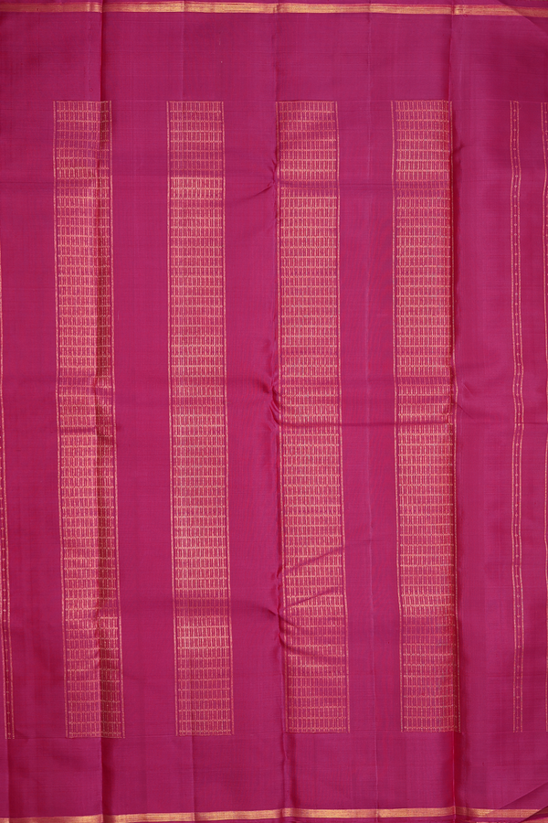 Kanchipuram Silk Saree In Magenta Along Stripes With Buttas