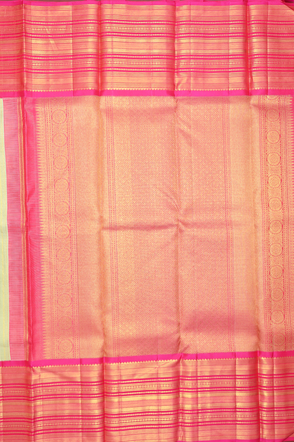 Kanchipuram Silk Saree In Pale Green Stripes Along Buttas