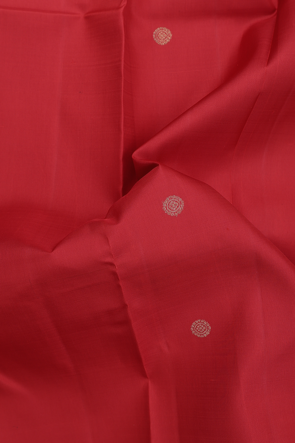 Kanchipuram Silk Saree In Scarlet Red With Chakram Buttas